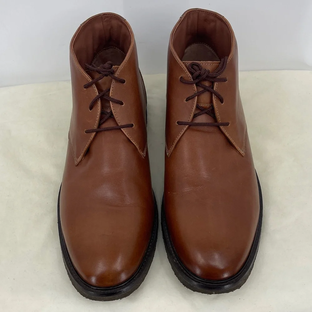 JOHNSTON & MURPHY Men's Brown Leather Ankle Boots SHEEPSKIN CHUKKA SIZE 14 M